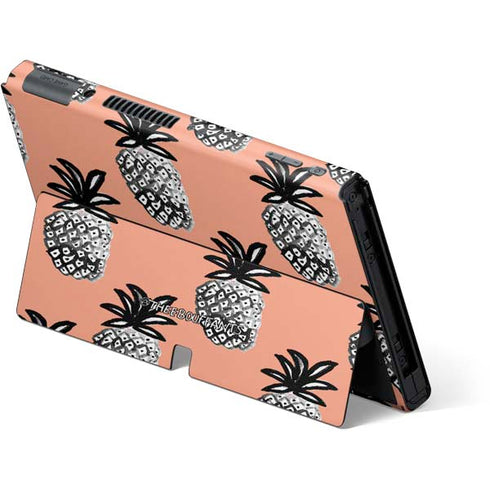 Bouffants and Broken Hearts Gray Scale Pineapple Nintendo Switch OLED (2021) Skin